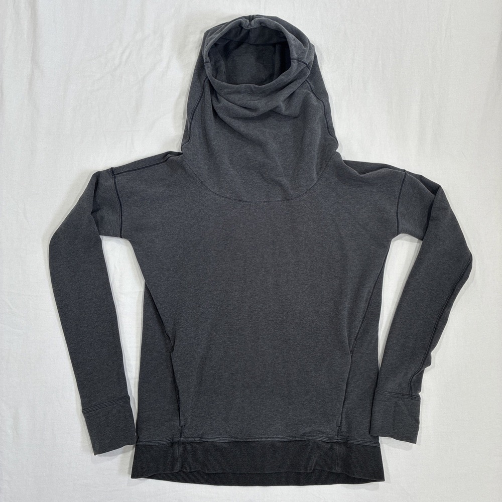 Lululemon Stress‎ Less Hoodie Womens 6 Gray Funnel Neck Pullover